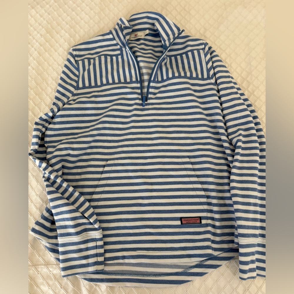 Blue and White Striped Men's Shirt